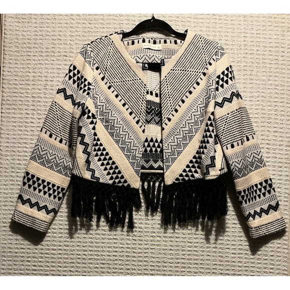Abercrombie & Fitch Jackets & Blazers - Abercrombie & Fitch Women Cropped Fringe Tapestry Jacket Aztec Print L NEW